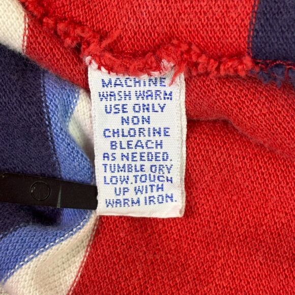 Vintage Polo Ralph Lauren Men's L Red Navy Stripe Preppy Polo Shirt Made in USA - Picture 3 of 10